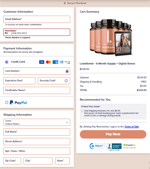 LeanBiome - Secure Checkout